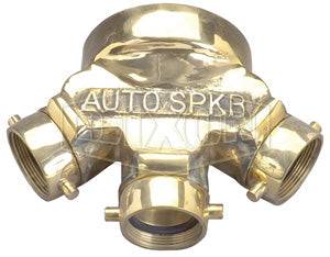 TCS4025F-SP Dixon StandPipe Cast Brass Straight Triple Clapper Siamese Connection - Back Outlet - 4" Female NPT Outlet x Three 2-1/2" Female NST(NH) Inlets