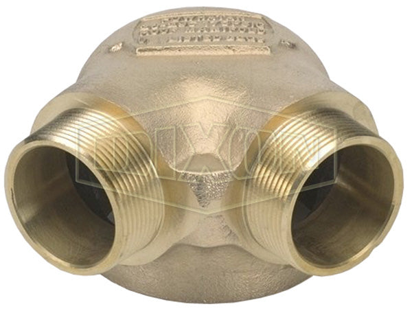 90FRC4025F Dixon Cast Brass 90 deg. Two Way Male Outlet - Roof Connection - Bottom Outlet - 4" Pipe Inlet x Two 2-1/2" Male NST(NH) Outlets