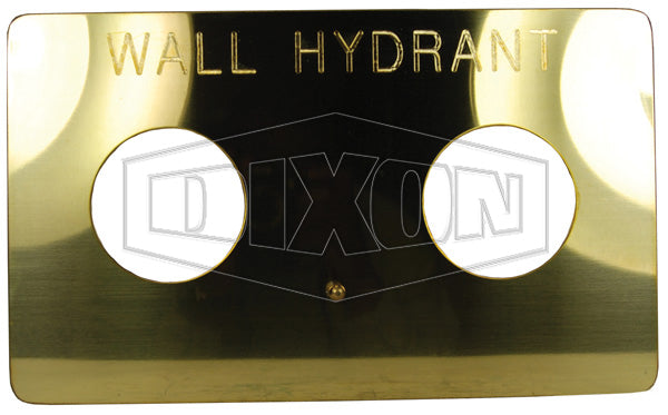 WP2H-HY-P Dixon Polished Brass Hydrant Branded Wall Plate for Double Clapper Siamese Assemblies - 3-3/8" Hole Size