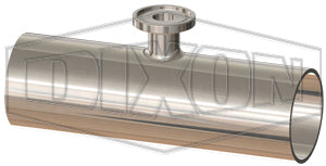 T7RWWMS250050PM Dixon Valve 2-1/2" x 1/2" Tube OD 316L Stainless Steel BioPharm Weld x Weld x Clamp Short Outlet Reducing Tee BPE2012 (PM Finish SF4)