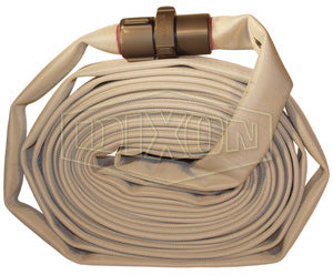 M15-50RAF Dixon Synthetic Single Jacket Mill Hose - Coupled - Fem. x Male NST(NH) Expansion Ring Couplings - Rocker Lug - 1-1/2" Hose Size - 1-11/16" Bowl - 50ft Length