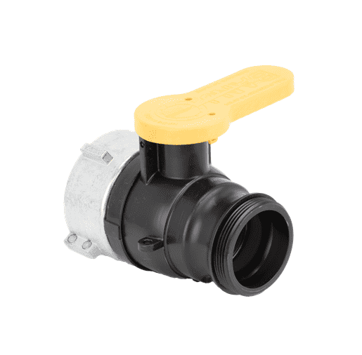 WSF223MRV Banjo 2" Polypropylene Spinweld Valve w/QDC Outlet - Gasket: FKM (viton type) - Collar Fits: MAUSER® - Collar ID: 2-1/4"